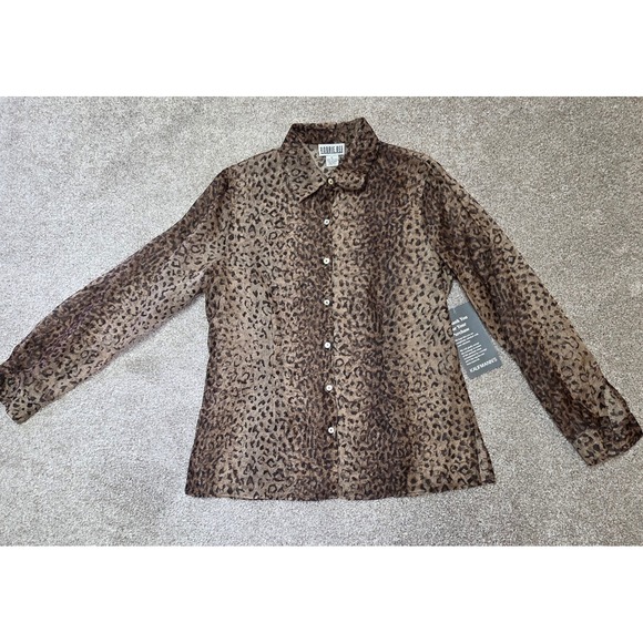 Robbie Bee Tops - Robbie Bee Vintage 100% Silk Leopard Print Button with tags Shirt  Size 6 283